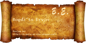 Bogáts Ervin névjegykártya